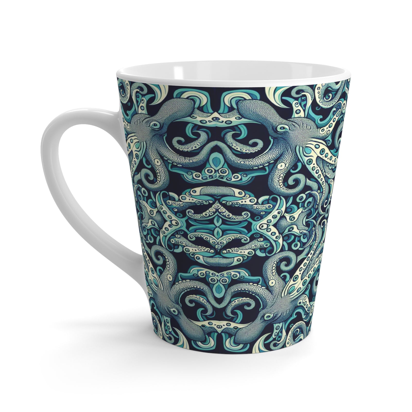 Latte White Mug - Twisted Aqua Octopus