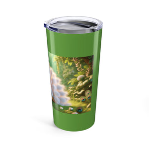 20oz Tropical Glossy Tumbler, Stainless Steel / Baby White Peacock, Green