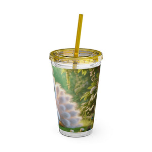Tropical Tumbler with Straw | 16 oz: Baby White Peacock