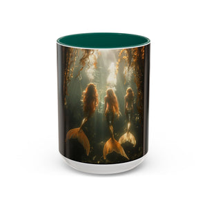 Colorful Mugs (11oz, 15oz), Three Mermaid Sisters, Black