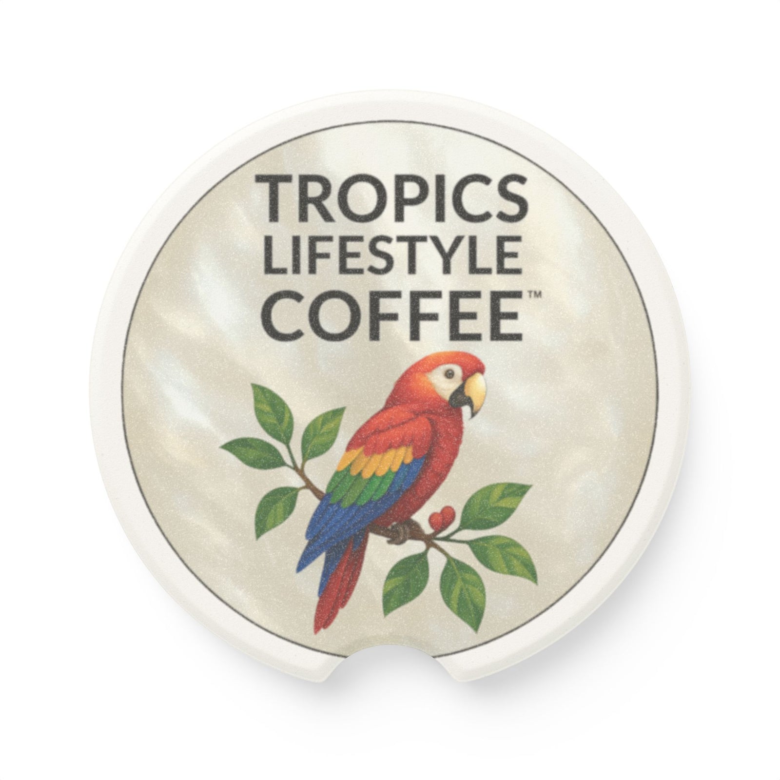 Soapstone Car Coaster - Tropics Lifestyle Coffee Parrot Logo