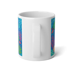 Jumbo Mug, 20oz, Turtles and Coral | Tropical Coffee Cup, Gift for Ocean Lovers