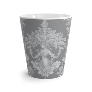 Latte White Mug - Perfect for Coffee Enthusiasts / Pearl Lady Toile, slate