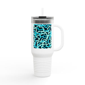 Insulated Travel Mug, 40oz / Coral Reef Threads, Turquoise - Perfect for Outdoor Adventures