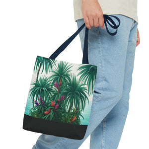Tiny Palm Island/Black Tote Bag - 3 Sizes