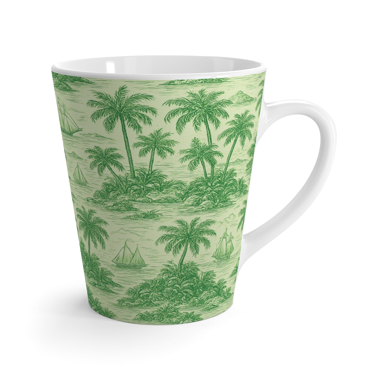 Latte White Mug - Faraway Toile/Green