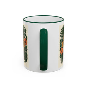 Accent Rim & Handle Coffee Mug — Palm & Bean Coffee Club Logo