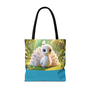 Baby White Peacock Trio Tote Bag - 3 Sizes