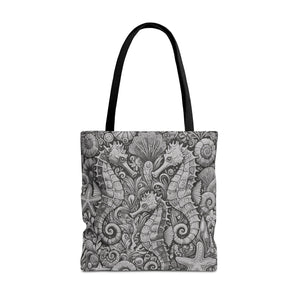 Seahorse Trio Tote Bag, Noir - 3 Sizes
