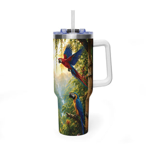 40oz Tropical Parrot Vacuum Tumbler – Insulated Travel Mug