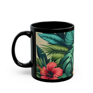 Black Coffee Mug - Exotic Flora