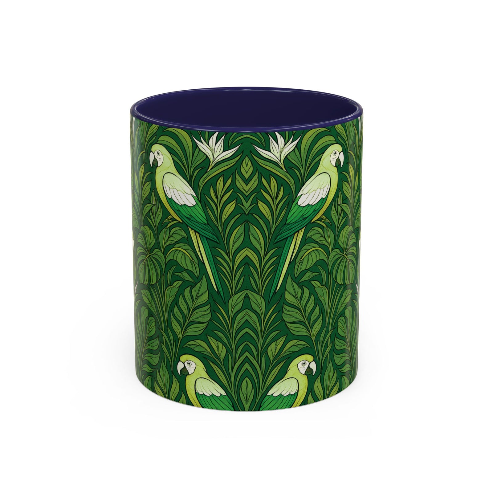 Accent Coffee Mug (11, 15oz), 8 Colors - Parrot Family, Lime