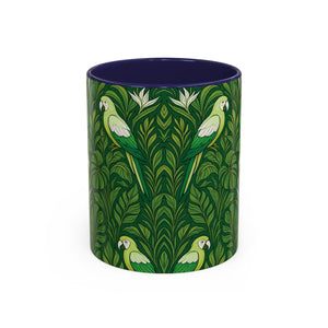 Accent Coffee Mug (11, 15oz), 8 Colors - Parrot Family, Lime