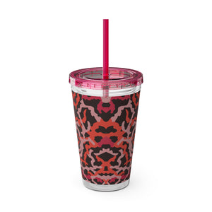 Tropical Tumbler with Straw | 16 oz: Coral Threads, Red
