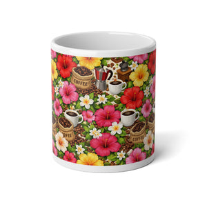 20oz Floral Coffee Mug — Tropical Hibiscus Coffee Lover Jumbo Mug