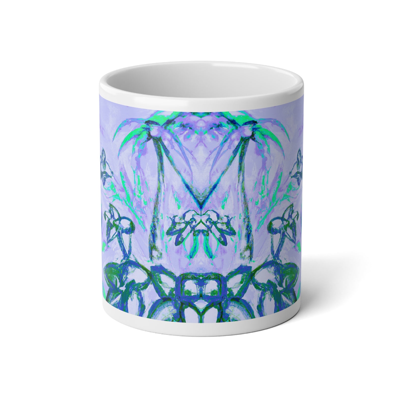 Jumbo Mug, 20oz, Tropical Doodles, Purple | Tropical Coffee Cup