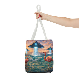 UFO and Flamingos Tote Bag - 3 Sizes