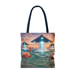 UFO and Flamingos Tote Bag - 3 Sizes