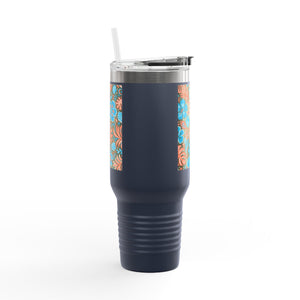 Insulated Travel Mug, 40oz / Beach Dreams, Coral Blues