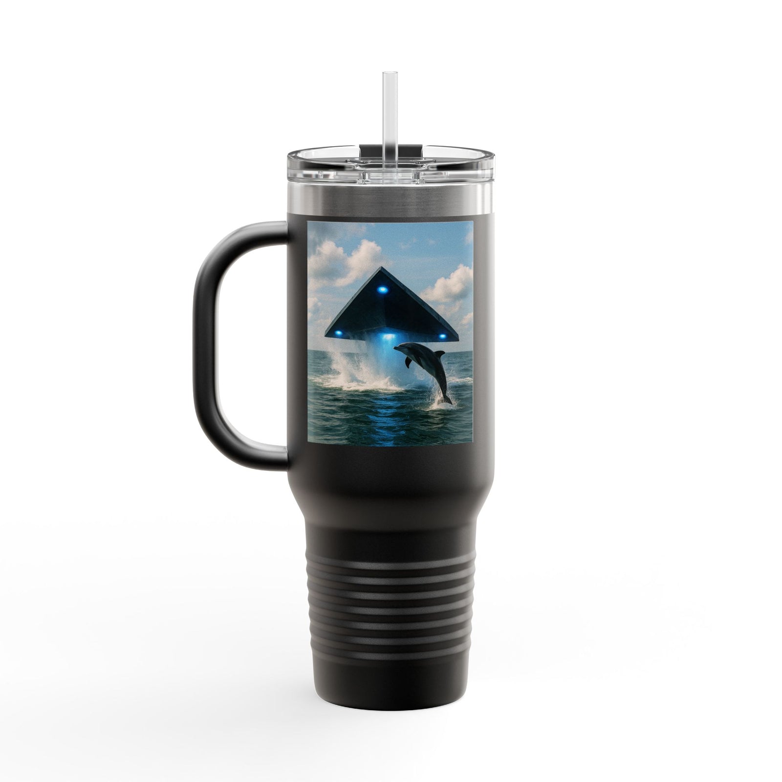 Insulated Travel Mug, 40oz / UFO & Dolphin