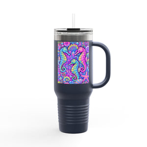 Seahorses/Fantasy Pop nsulated Travel Mug - 40oz - Perfect for Outdoor Adventures