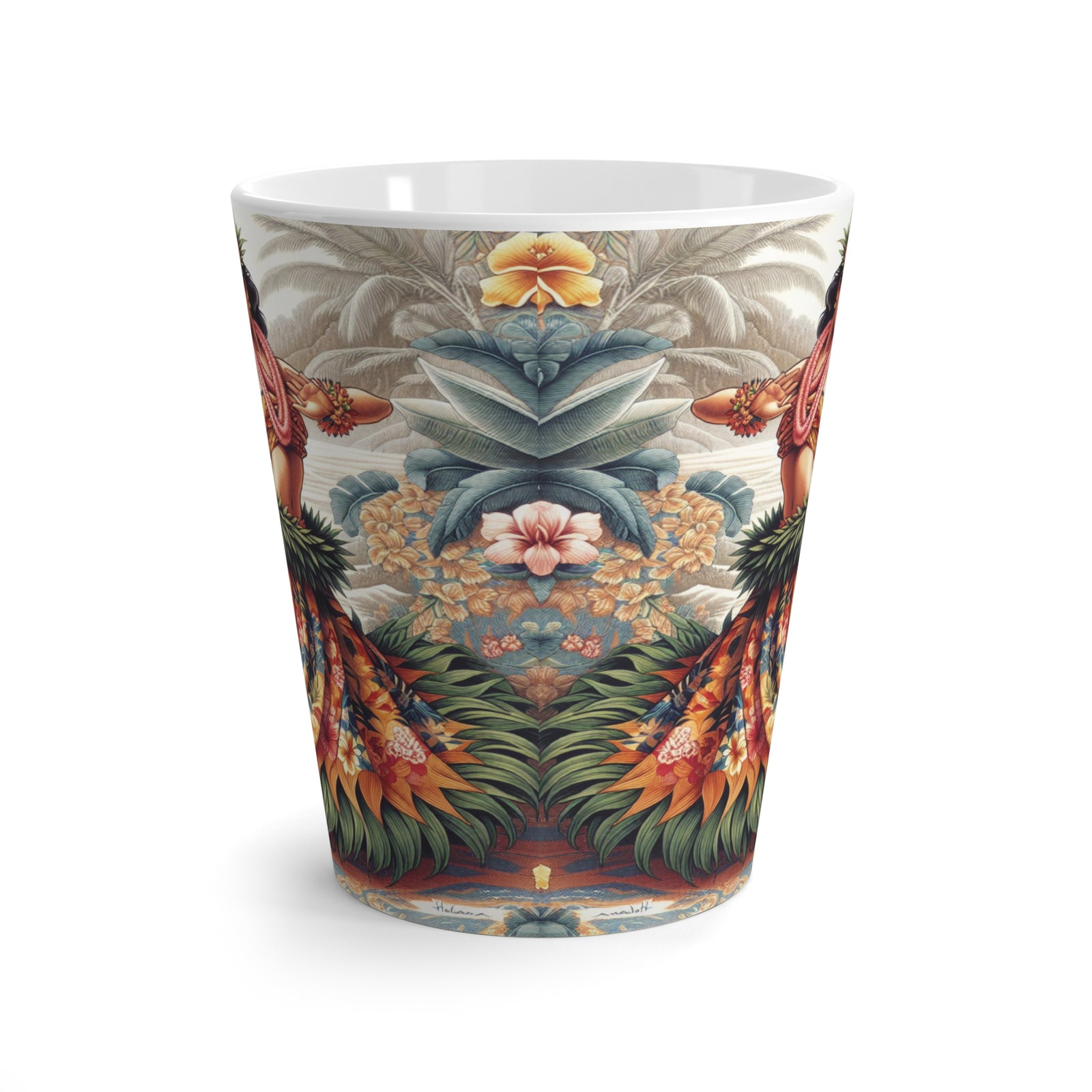 Latte White Mug - Hawaiian Dancer Tiki