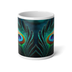 Jumbo Mug, 20oz, Peacock Eye Feather | Tropical Coffee Cup