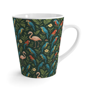 Latte White Mug - Flamingos and Parrots