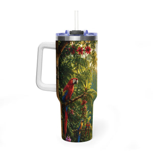 40oz Tropical Parrot Vacuum Tumbler – Insulated Travel Mug