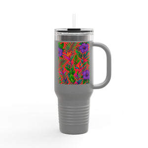 Midnight Flower Coral Insulated Travel Mug - 40oz - Perfect for Outdoor Adventures