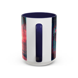 Accent Coffee Mug (11, 15oz), Neon Flamingos at Night / Various Colors