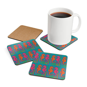 Coaster Set/4 - Sunset Seahorses