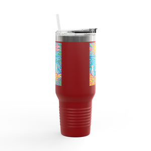 Insulated Travel Mug, 40oz / Tropical Beach Seagulls - Perfect for Outdoor Adventures