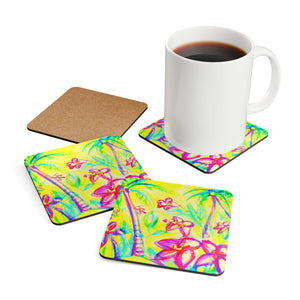 Coaster Set/4 - Tropical Doodles, Yellow