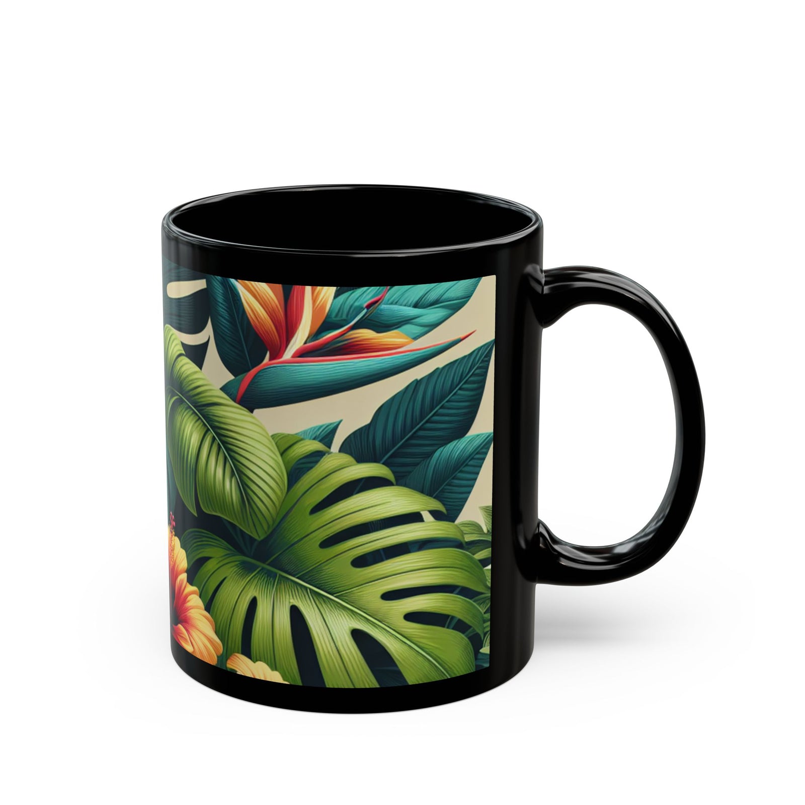 Black Coffee Mug - Exotic Flora