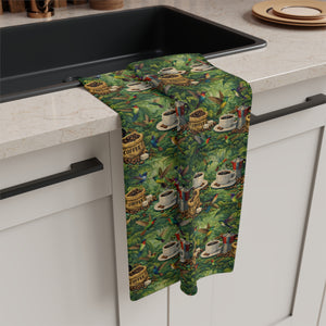 Tropical Microfiber Coffee/Tea Towel –Hummingbirds & Coffee