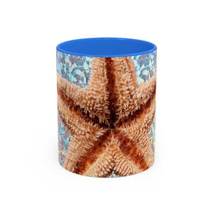 Colorful Mugs (11oz, 15oz), Disco Starfish Macro