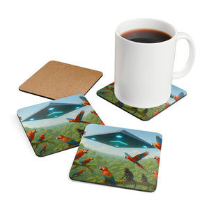 Coaster Set/4 -  UFO and Macaws