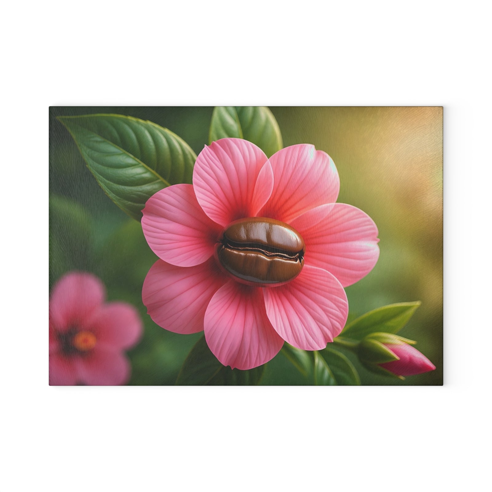 Glass Coffee Station Tray – Coffee Bean Flower, 2 Sizes