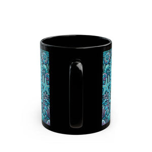 Black Coffee Mug - Seahorse Trio, Turquoise