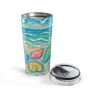 20oz Tumbler — Colorful Seaside Shells Insulated Travel Mug
