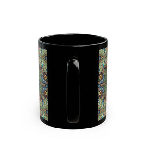 Black Coffee Mug - Kaleido Peacock Royals