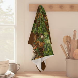 Tropical Microfiber Coffee/Tea Towel –Sumatran Rabbits & Coffee, Brown