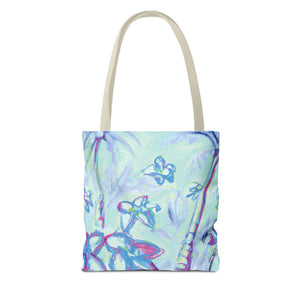 Blue Tropical Doodles Tote Bag - 3 Sizes