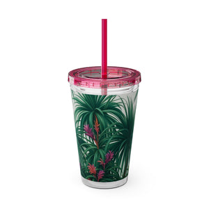 Tropical Tumbler with Straw | 16 oz: Tiny Palm Island