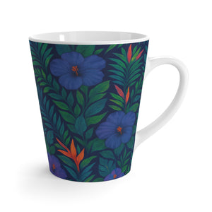 Latte White Mug - Midnight Flower Navy