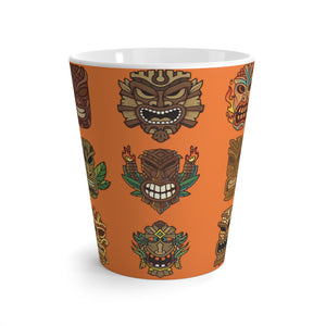 Latte White Mug - Tiny Tiki Dudes, Lt. Crusta Orange