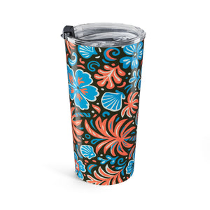 20oz Tumbler ~ Blue & Coral Beach Dreams Insulated Travel Cup