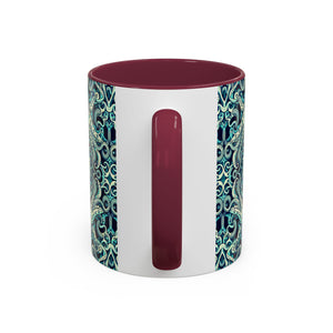 Accent Color Coffee Mug, Many Colors - 11oz & 15oz / Twisted Aqua Octopus
