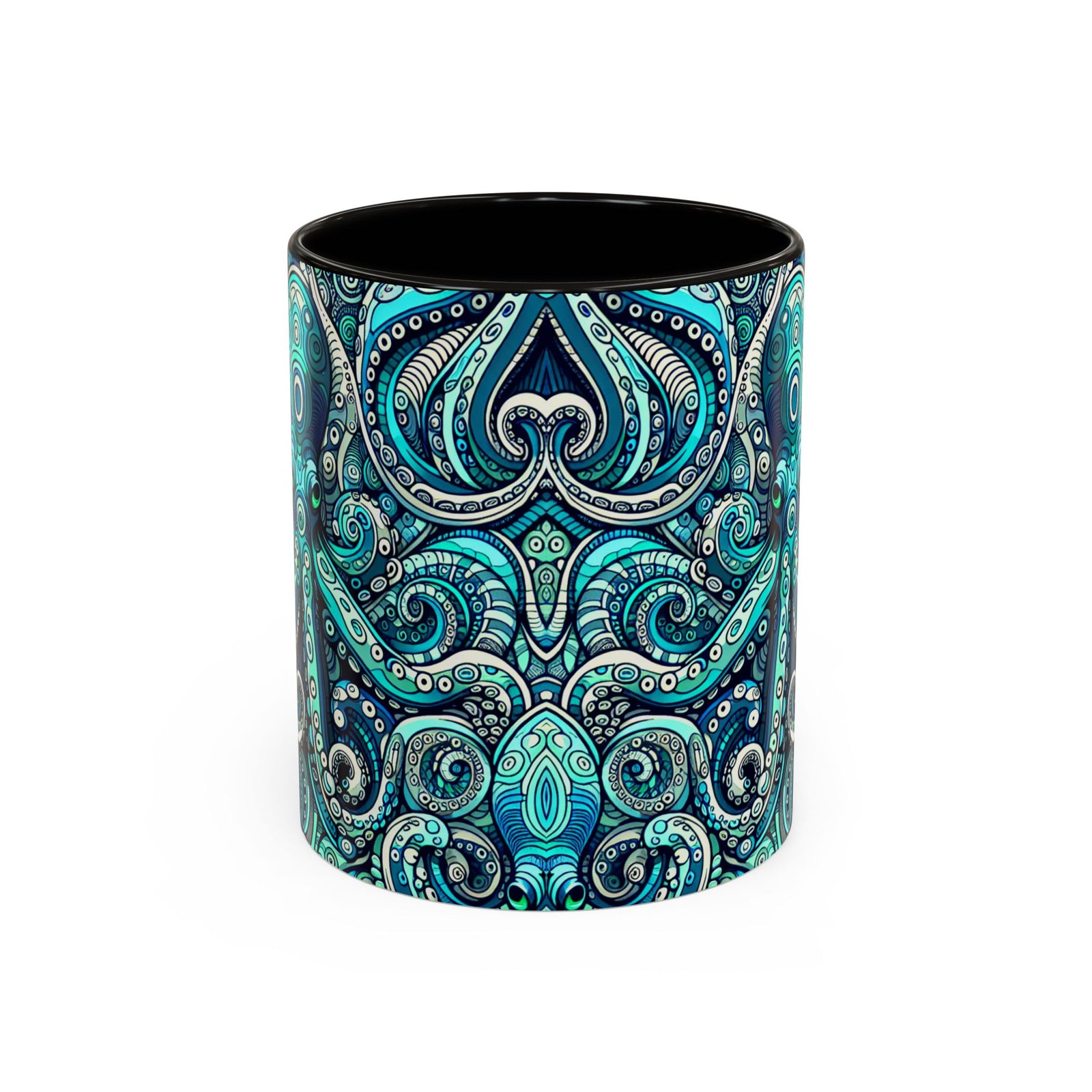 Accent Color Coffee Mug, Many Colors - 11oz & 15oz / Aqua Octopus